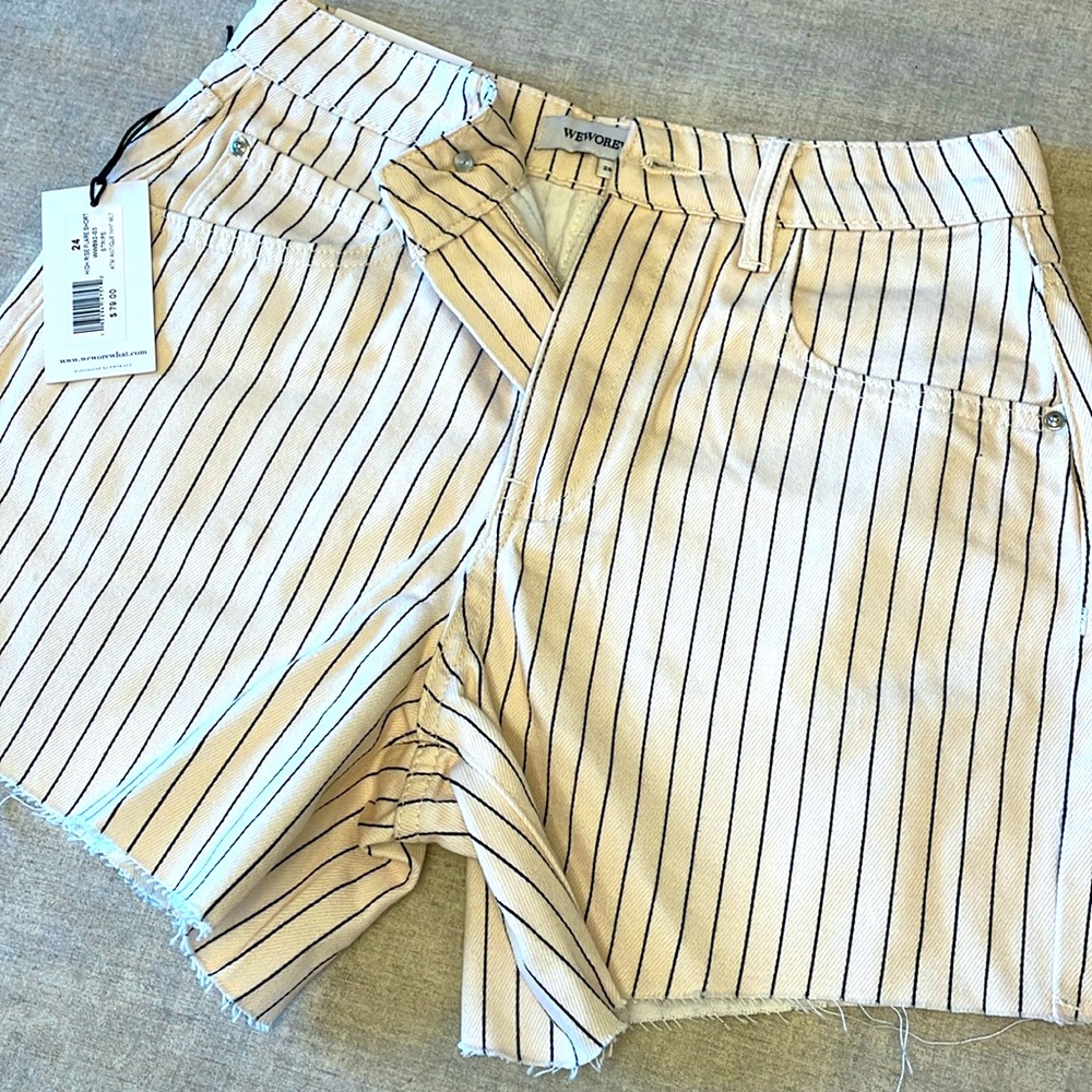 WeWoreWhat cream colored denim shorts